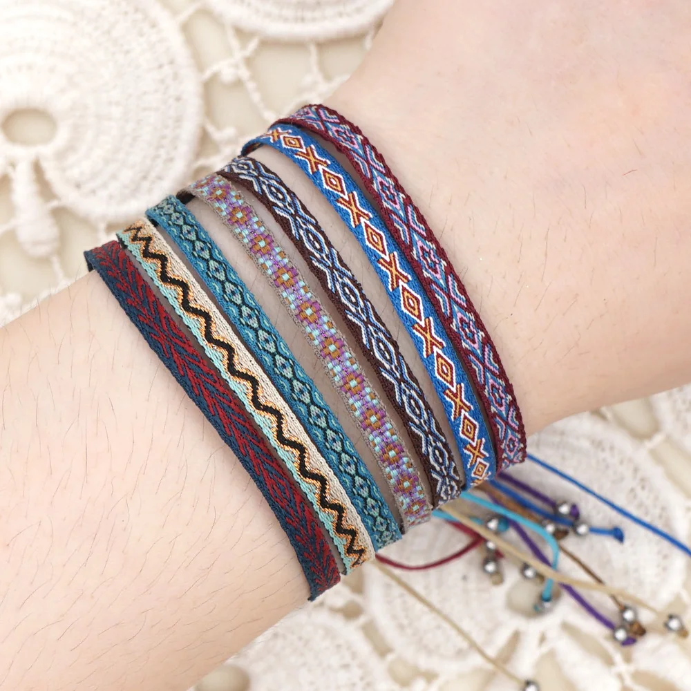 Easter Braided Bracelets For Women Pattern Boho Jewelry Friendship Rope Bracelet Vintage Weave Handmade Textile Bangles