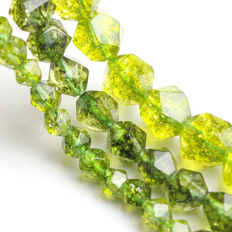 6/8/10mm Natural Faceted Peridot Stone Beads Round Loose Beads For Jewellery Making Bracelet 15inches