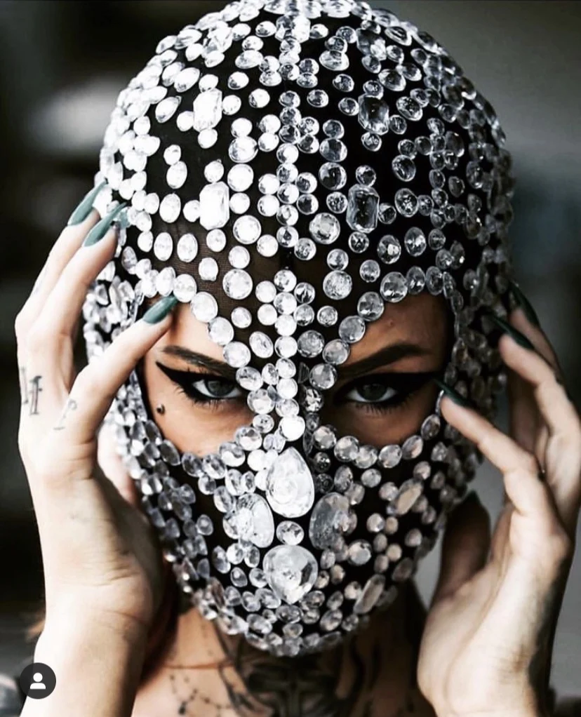 2021 Sparkly Rhinestone custome shiny full diamond Pary masks DJ Club headgear sexy head cover headdress