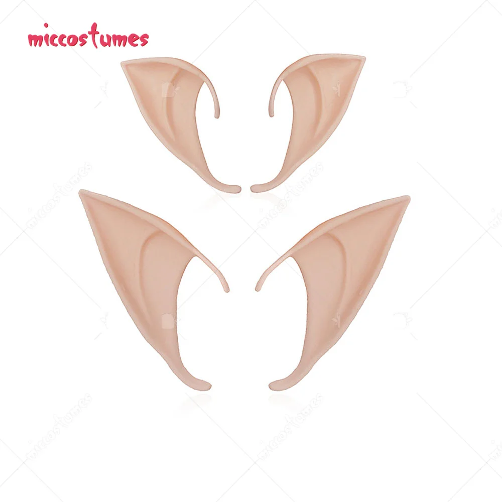 2 Pairs Fairy Elf Ears Light Color Latex Pixie Ear Tips Set Cosplay Masquerade Accessories for Halloween Party Dress-Up One Set