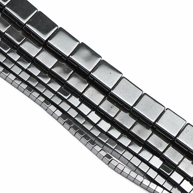Natural Stone cube Square Black Hematite beads 2 3 4 6 8 10mm Charm Loose Spacer Beads For Jewelry Making DIY Bracelet Necklace