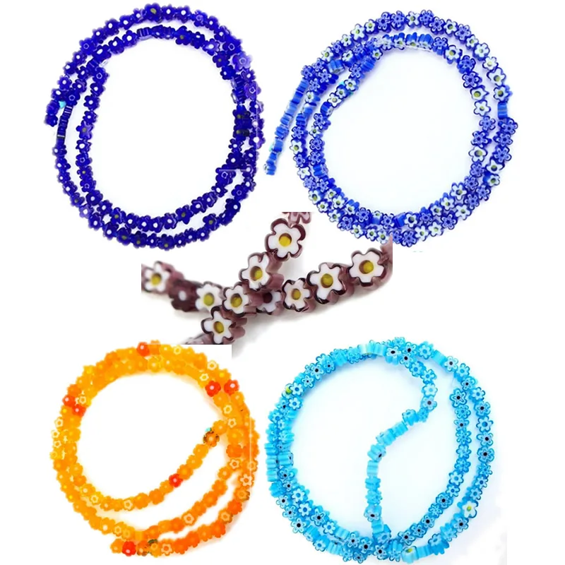 4-12mm Murano Flor de cristal de Murano cuentas para fabricación de joyería Diy accesorios de artesanía Multicolor de la lámpara Flor de perlas de cristal perlas al por mayor