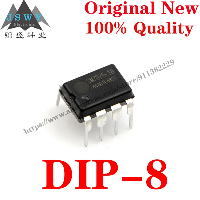 10~100 PCS SM7075-18 DIP-8 Semiconductor PWM Power Control Switch IC Chip with for module arduino Free Shipping SM7075 18