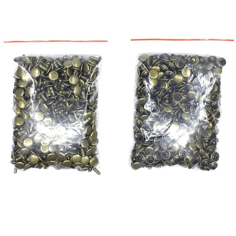 500sets Metal Belt rivets 5mm-15mm Double Cap Rivets Snaps Leather Bag Buttons Clothing nails Shoes Pet Collar Decor Buttons