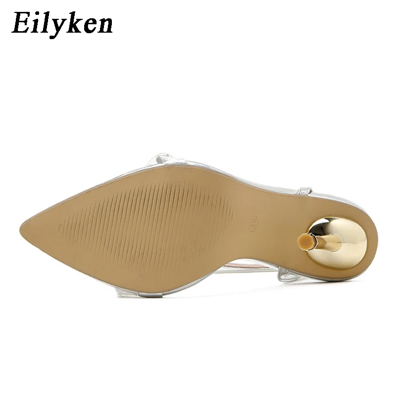 Eilyken Elegant Bling Crystal Sexy Women Sandals Metal High Heels Buckle Strap Gladiator Ladies Pumps Stiletto Wedding Shoes