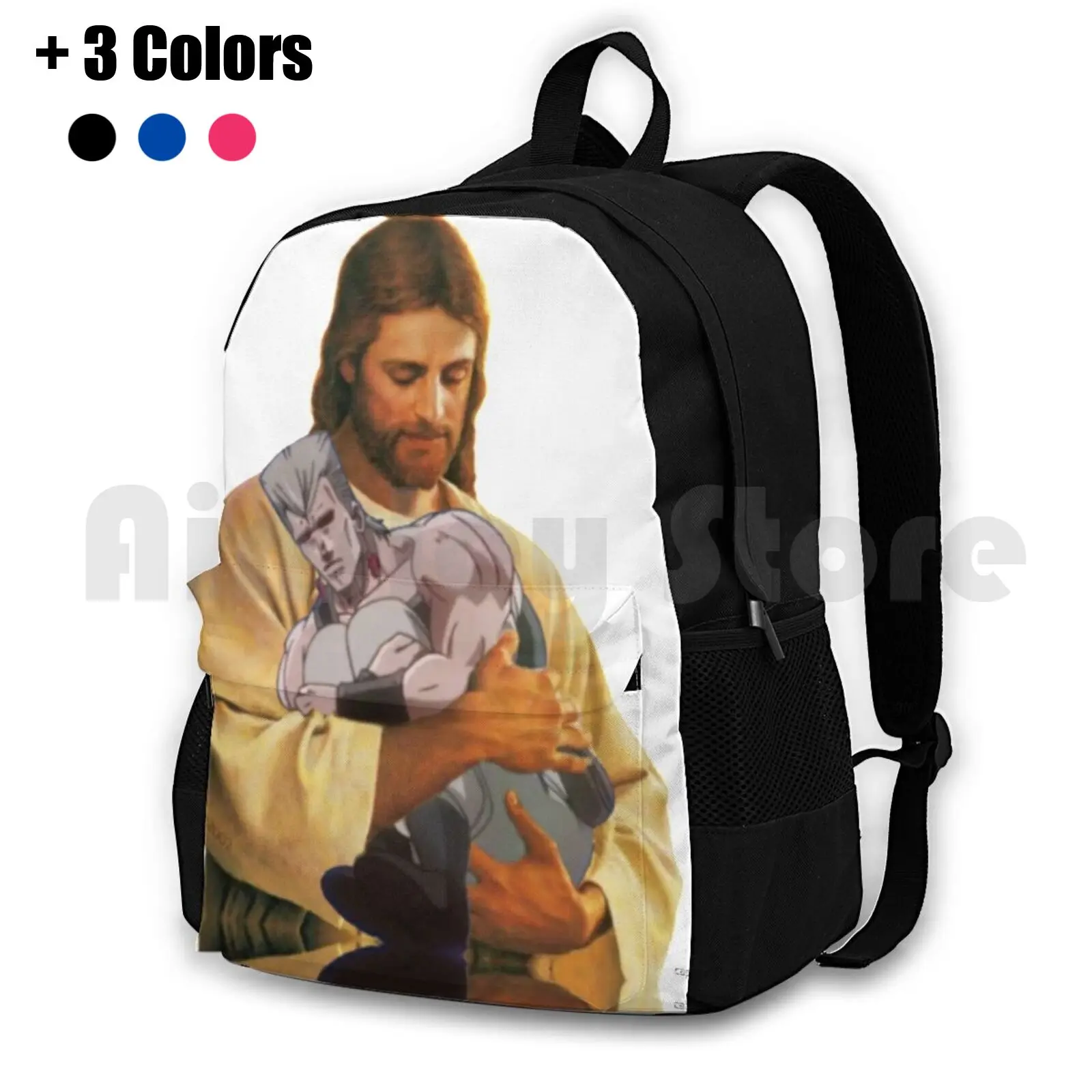 Polnareff And His Stand Outdoor Hiking Backpack Waterproof Camping Travel Jesus