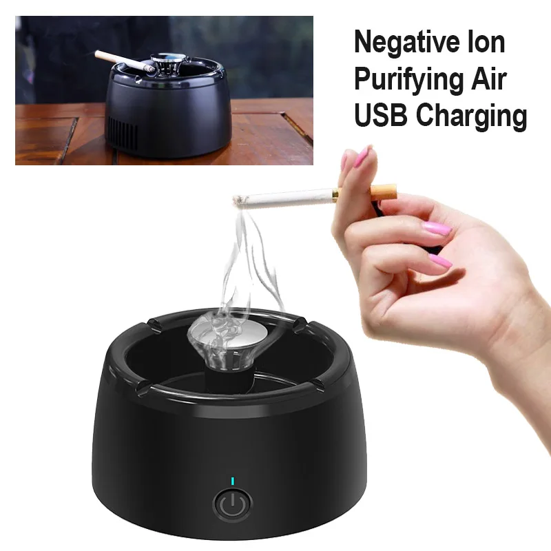 

Negative Ion Ashtray with Air Purifier Anti Second-hand Smoke Ashtrays Smoke Eliminator Air Purification Function USB Charging