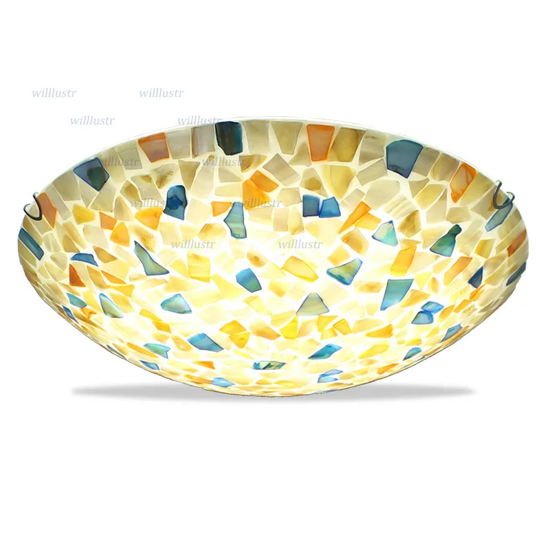 Art Deco Glass Ceiling Lighting Creative Sea Shell Lamp Pastoral Handmade Light Hotel Nursery Corridor Balcony Living Bedroom
