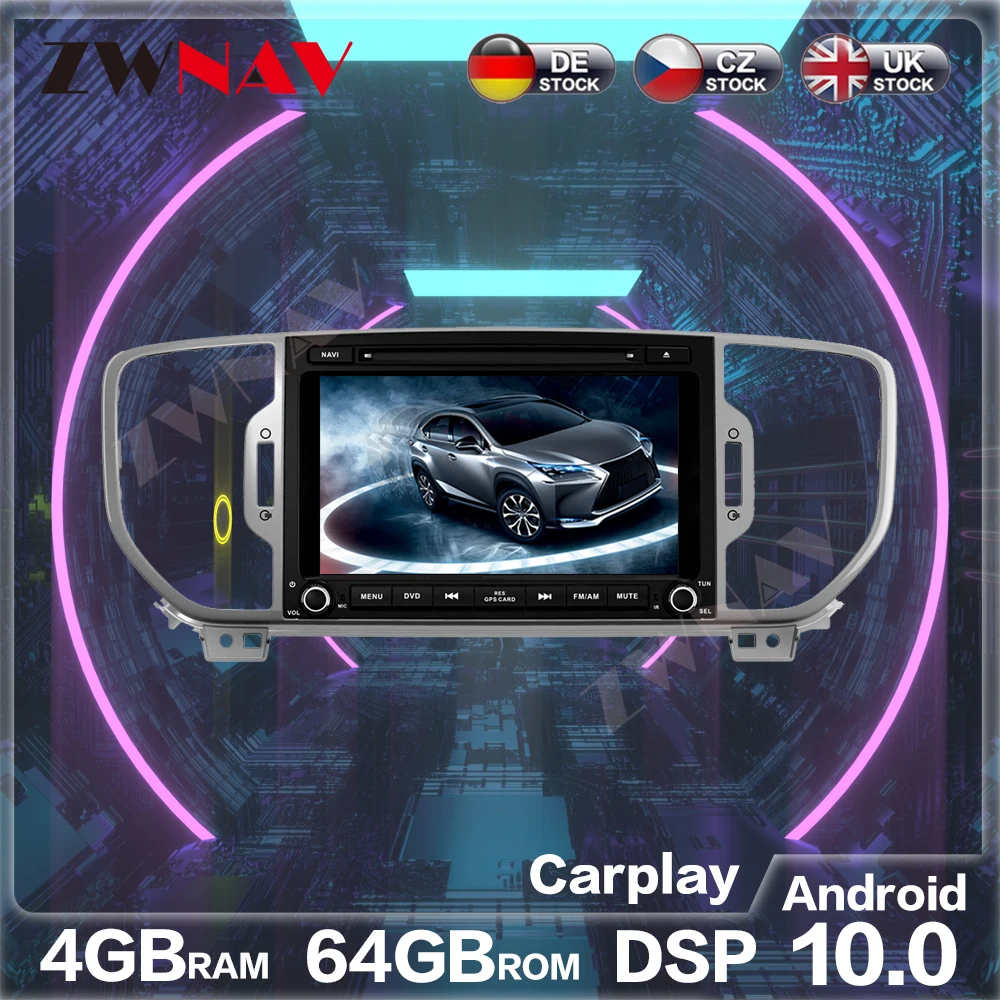 Android 10.0 4GB+64GB Car Radio Car GPS Navigation for KIA sportage 2016+ Auto Stereo Multimedia Player Tape Recorder Head Unit