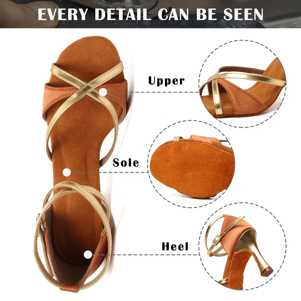 SWDZM Woman Latin Dance Shoes Ladies Girls Ballroom Shoes Suede Soft Sole Tango Party Dancing Shoes Salsa Practice Shoes 7cm