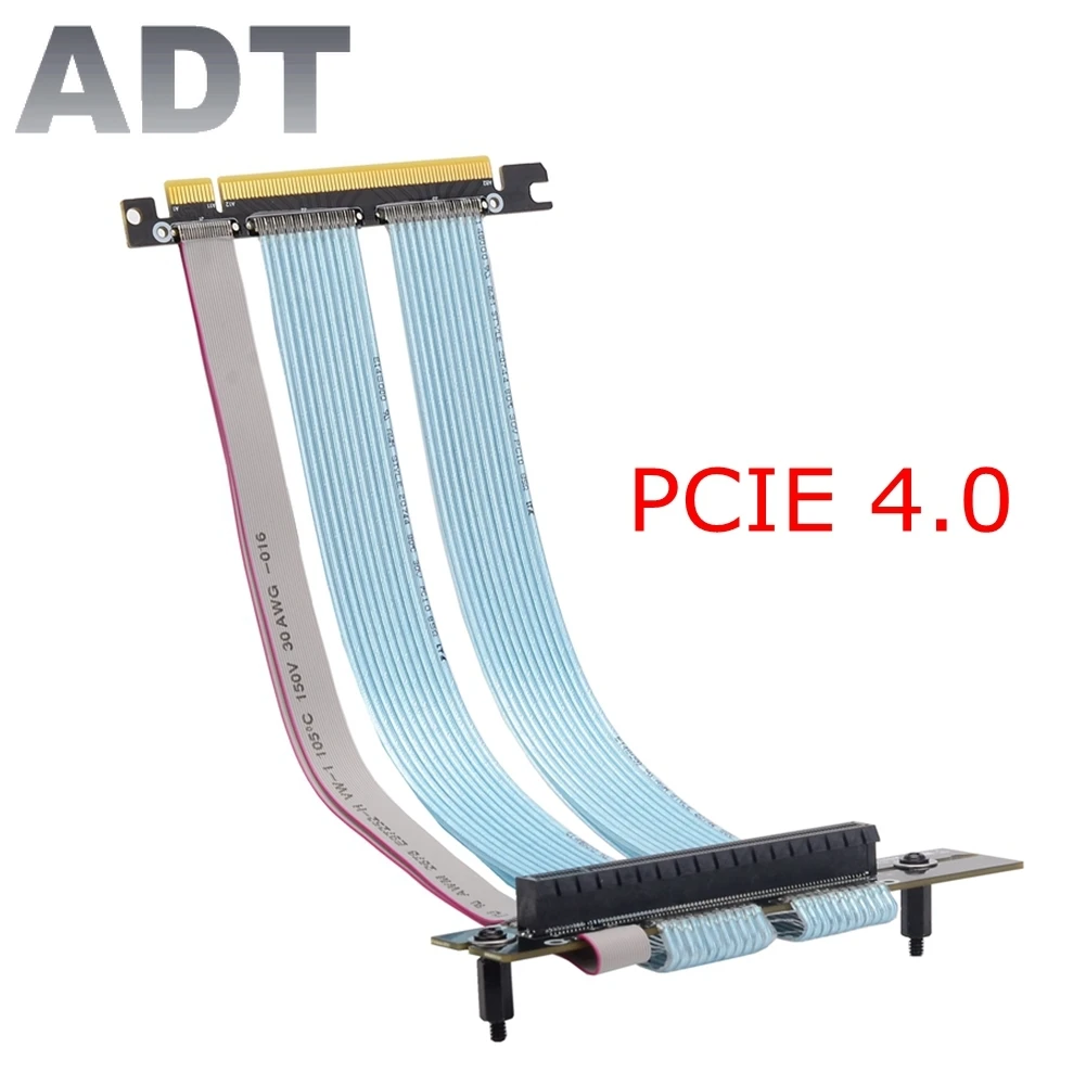 

ADT Riser PCIE 4.0 x16 Graphics Video Card Vertical Extension Cable Adapter Extender PCI-e 16x Compatible with ASUS ROG Chassis