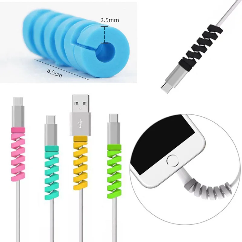 

500pcs Spiral USB Cable Organizer Management Wire Protector for Charging Data Earphone Mouse Line