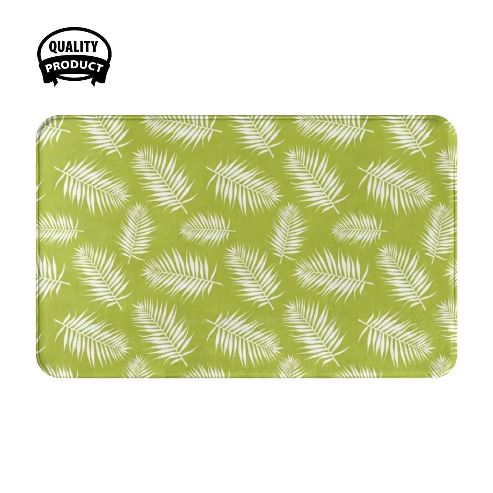 Tropical - Leaves - Pattern Soft Cushion Home Carpet Door Mat Car Rug Pattern Cute Beautiful Green Geometric Shapes Leaves