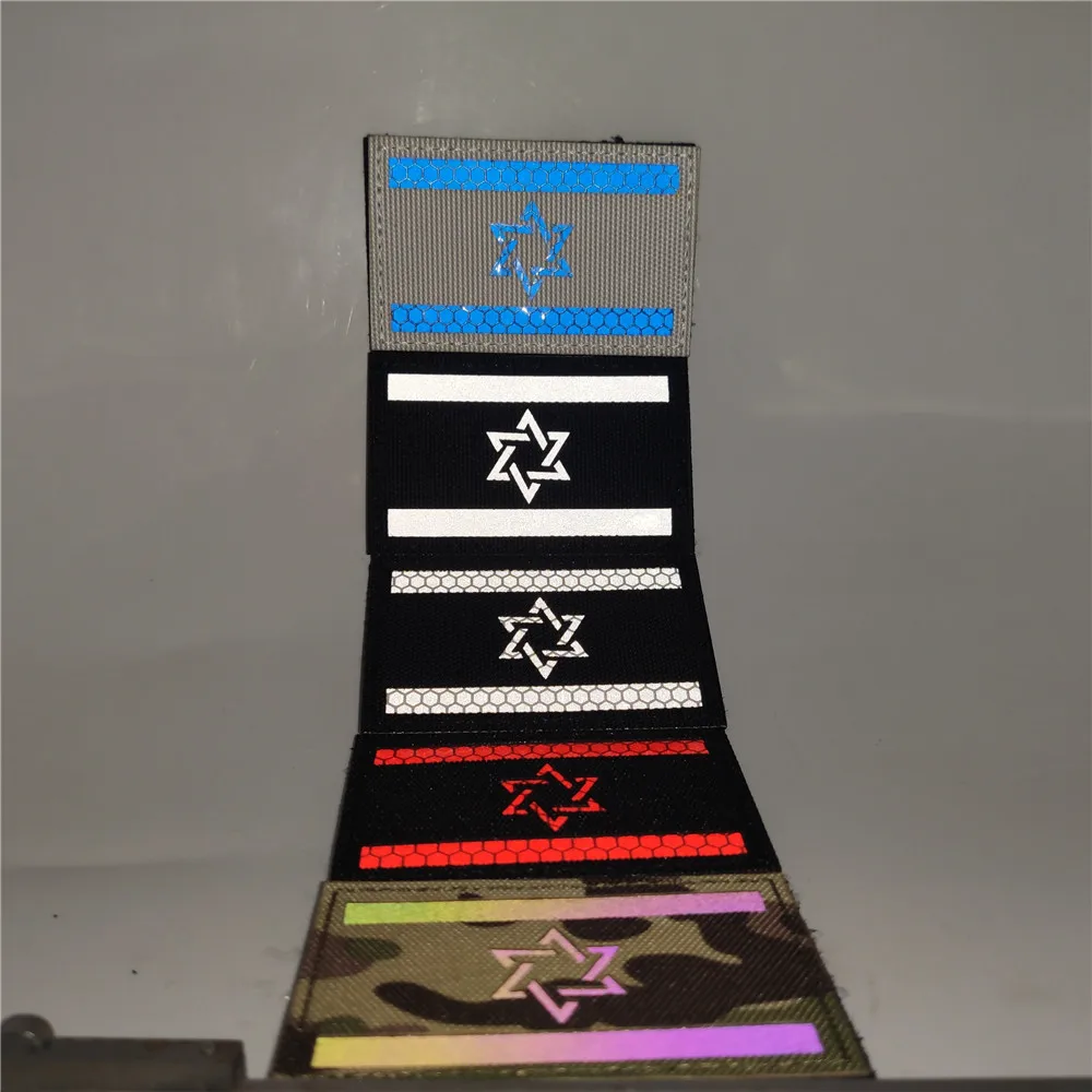 Bordado de la bandera de Israel, parche táctico de tela, brazalete del castigador, emblema del ejército de gancho y bucle, insignia de combate de