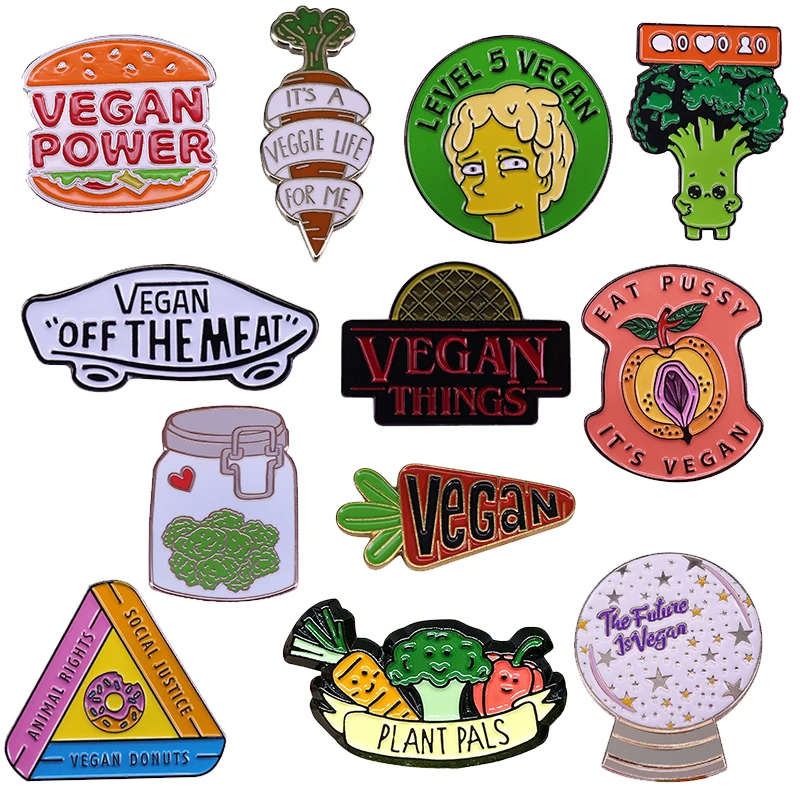 Vegan enamel pin Collection Vegetarian vegetables badge cartoon brooch