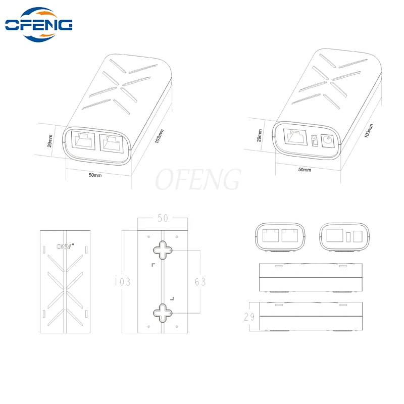 Smart Fast Ethernet Switch, 3 Ports, Full Gigabit POE, 1 * RJ45 10M, 250M, IP Camera, Wireless AP, CCTV System, 48W, DIY