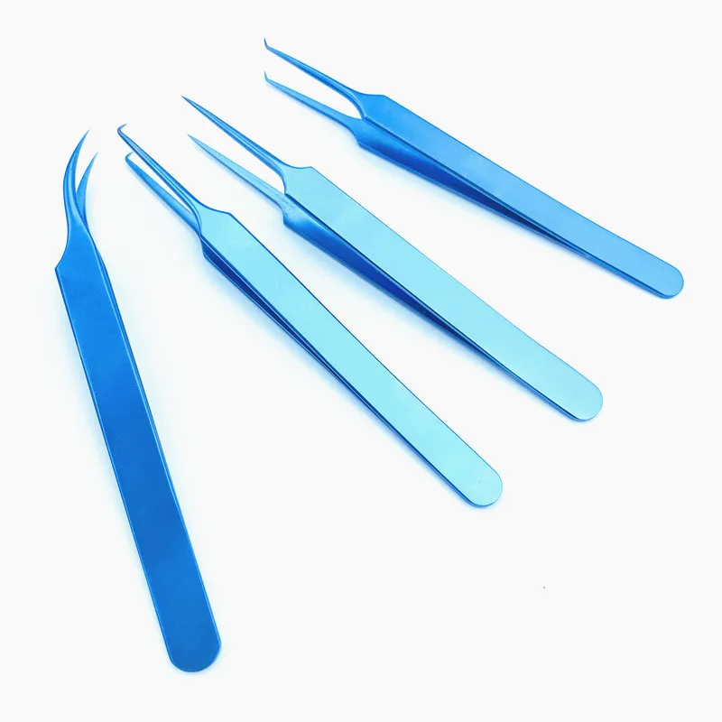 4pcs/set Titanium tweezers different Jeweler Style Forceps ophthamic surgical instruments