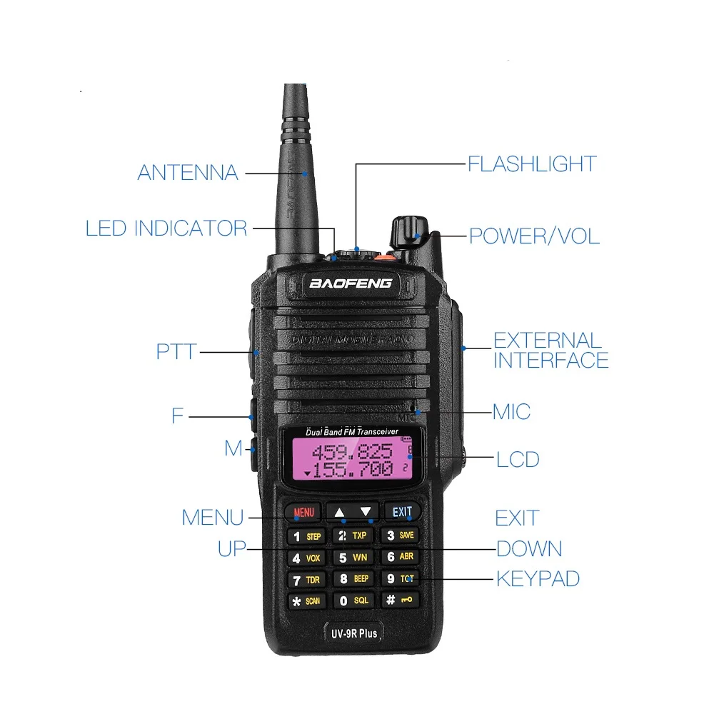 2pcs 10W Baofeng UV-9R Plus Waterproof Walkie Talkie Tolki Wolki CB Radio UV 9R Ham Transceiver Uhf Vhf Radio Hf UV9R Transmiter