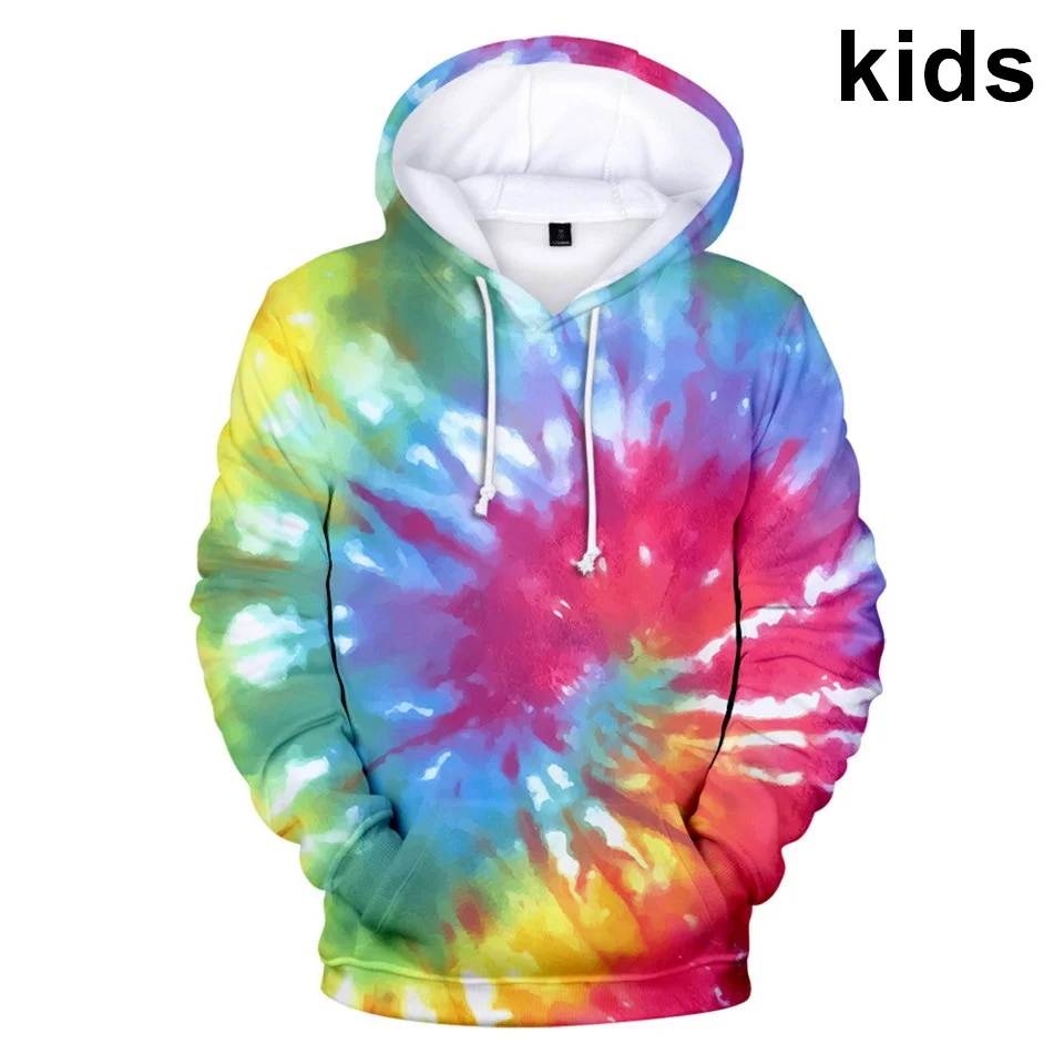

Детские толстовки с капюшоном от 3 до 14, худи с принтом Tie Dye, свитшот для мальчиков и девочек, цветная психоделическая куртка, пальто, детская одежда
