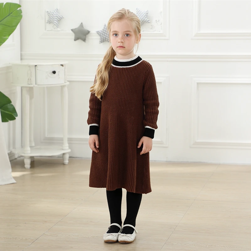 2024 Kids Knitted Sweaters for Boys Girls Autumn Winter Children Knit Dress Brother Sister Matching Outfits Kintting Pullover