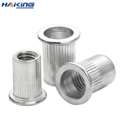 Remache roscado de cabeza plana de aleación de aluminio Rivnut, 100 piezas, 50 piezas, 20 piezas, piezas, M3, M4, M5, M8, M10, M12