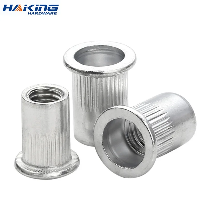 100szt 50szt 20szt M3 M4 M5 M6 M8 M10 M12 Nitonakrętka ze stopu aluminium z łbem płaskim Nitonakrętka z gwintem Nitonakrętka z łbem płaskim