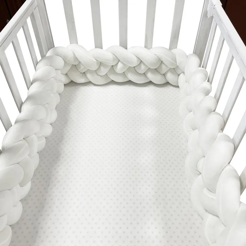 

2M/3M/3.5M 4 Knotted Crib Bumpers Nursery Decor for babies Cot Bumper Bed Barriers Baby Bed Bumper Room Pillow Protector