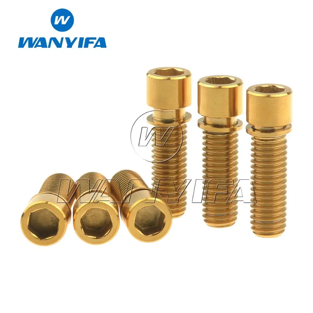 Wanyifa Titanium M8x20 25mm BMX Hex Bolts with Washers Screws for Bicycle 6pcs