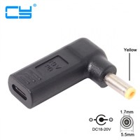 USB 3.1 Type C USB-C to DC 19V 5.5*1.7mm Adapter PD Emulator Trigger 90 Degree Angled Yellow for Delippo Acer Laptop