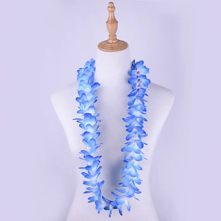

Free Shipping HL0002A-1 50Pcs/lot 110Cm 5 Colors Artificial Velvet Plumeria Lei Tropical Hawaii Necklace Party Wholesale