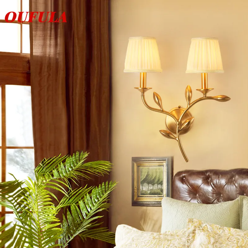 

OUFULA Indoor Wall Lamps 2 Fixture Copper Modern LED Sconce Contemporary For Homer Bedroom