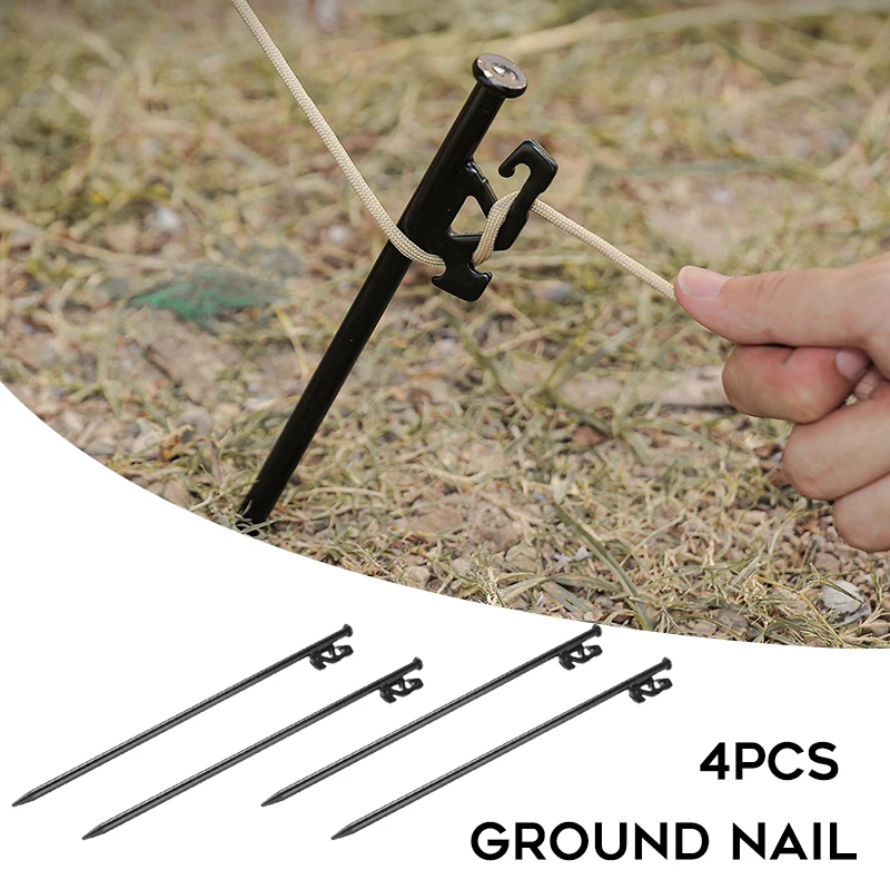 4PCS Outdoor Camping Tent Pegs Lengthen & Bold Canopys Steel Nail Sandbeach Nails For Hiking Gardening Trip Camping Accesorios