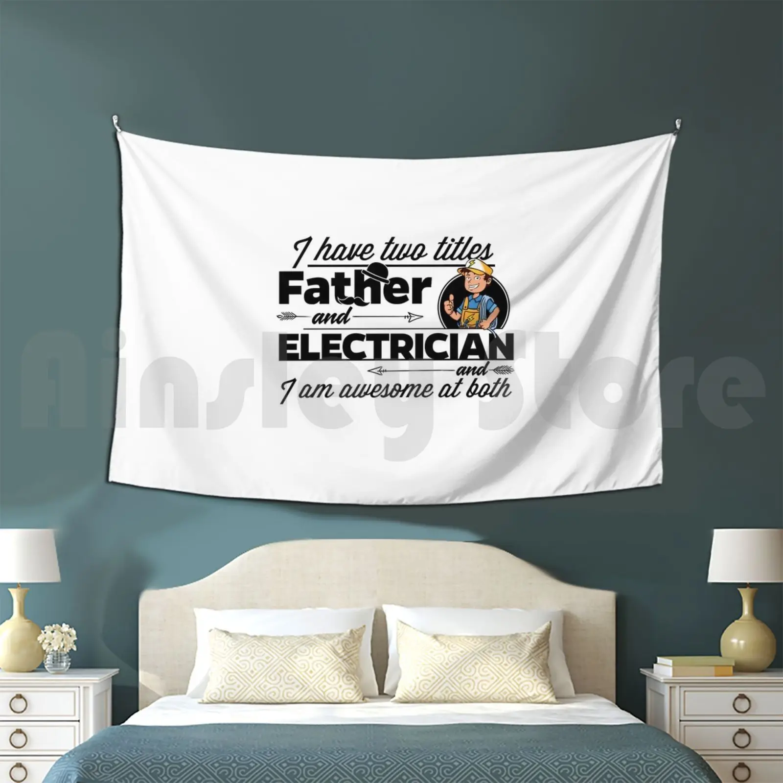 Proud Electrician Elektriker-And Father Vater Tapestry Background Wall Hanging D0010174b Electrician Job High