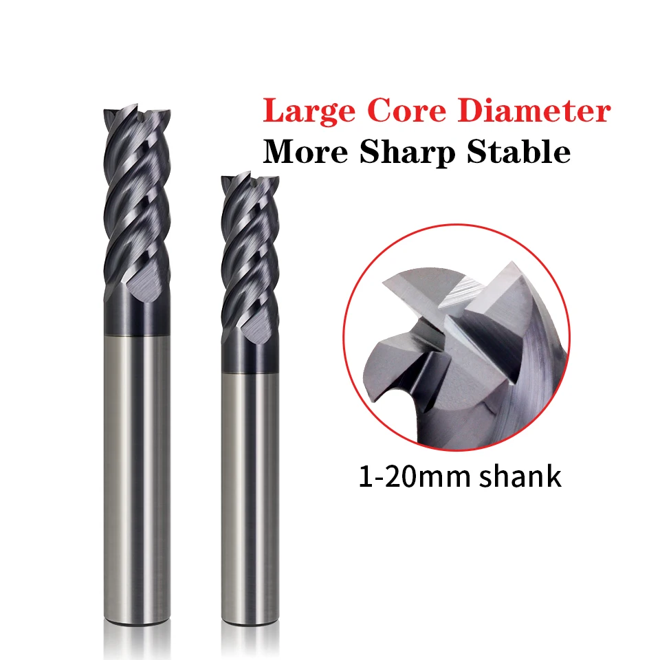 HRC50 Carbide End Mill Face Milling Cutting Tools Alloy Tungsten Steel Milling Cutters 8mm 6mm 10mm 4mm EndMills For CNC Machine