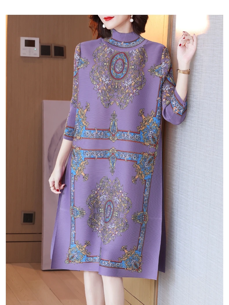 Female Red Knitted Fashion Print Midi Dress Autumn Winter Korean Vintage Loose Waist Dress 2024 New Elegant Bodycon Casual Dress