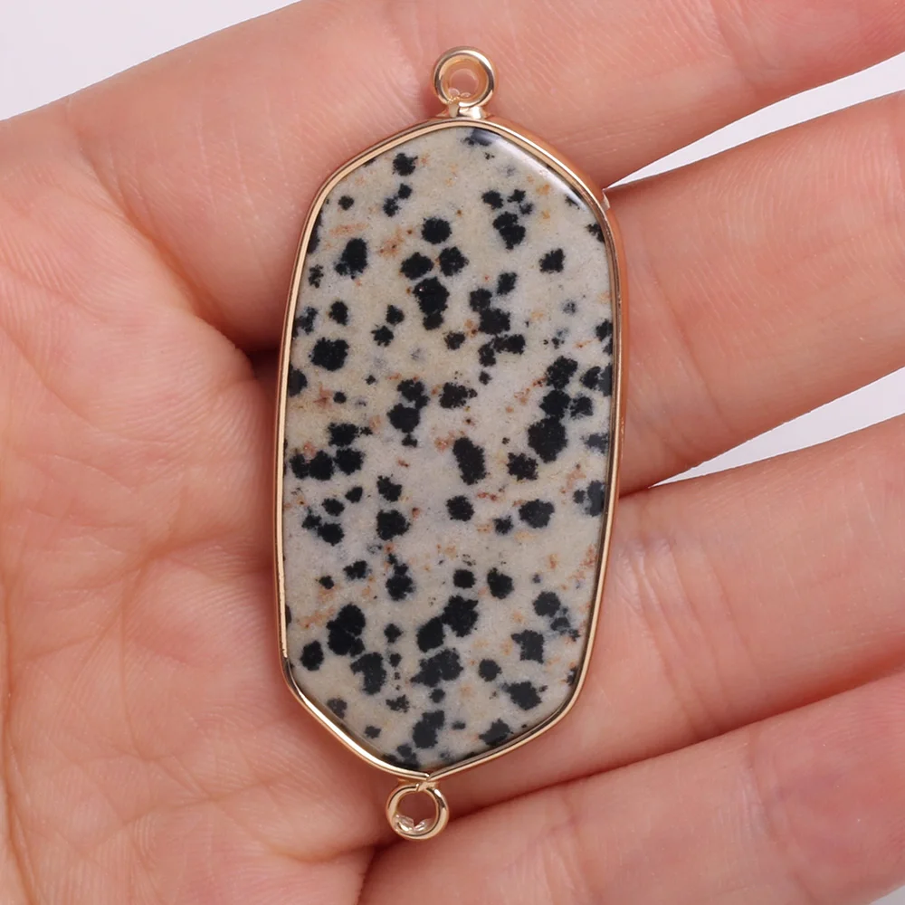 Natural Stone rectangle Double hole connector Necklace Pendant for Jewelry Making DIY Bracelet Necklaces Accessories Size23x50mm