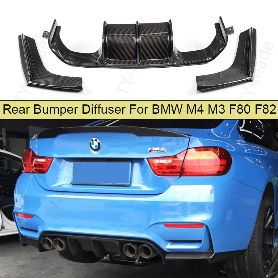 M4 Rear Diffuser Lip Spoiler Bumper Splitter Carbon fiber/Glossy Bright Black For BMW F80 M3 F82 F83 M4 Sedan Coupe 2014-2019