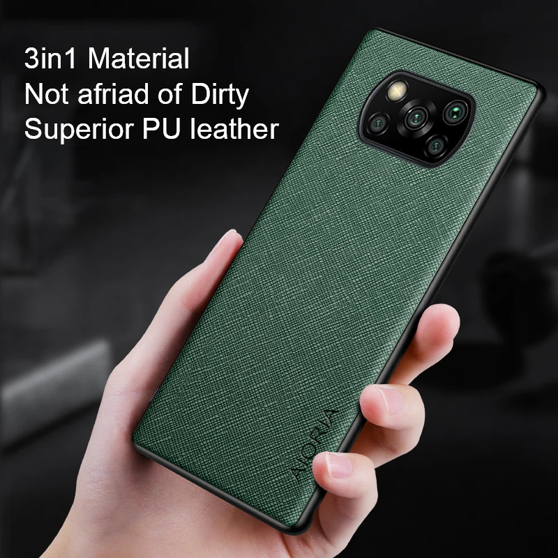 Pokrowiec na Xiaomi POCO X3 Pro funda Cross deseń skórzany pokrowiec Luxury coque for poco x3 nfc Case