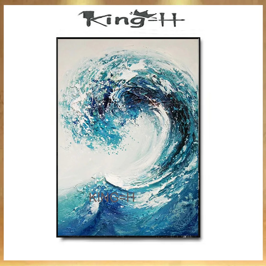 Heavy Textured Sea Wave Hand Made Oil Painting Large Wall Decoration Piece Unframed Paintings Art Original Canvas Wall Pictures