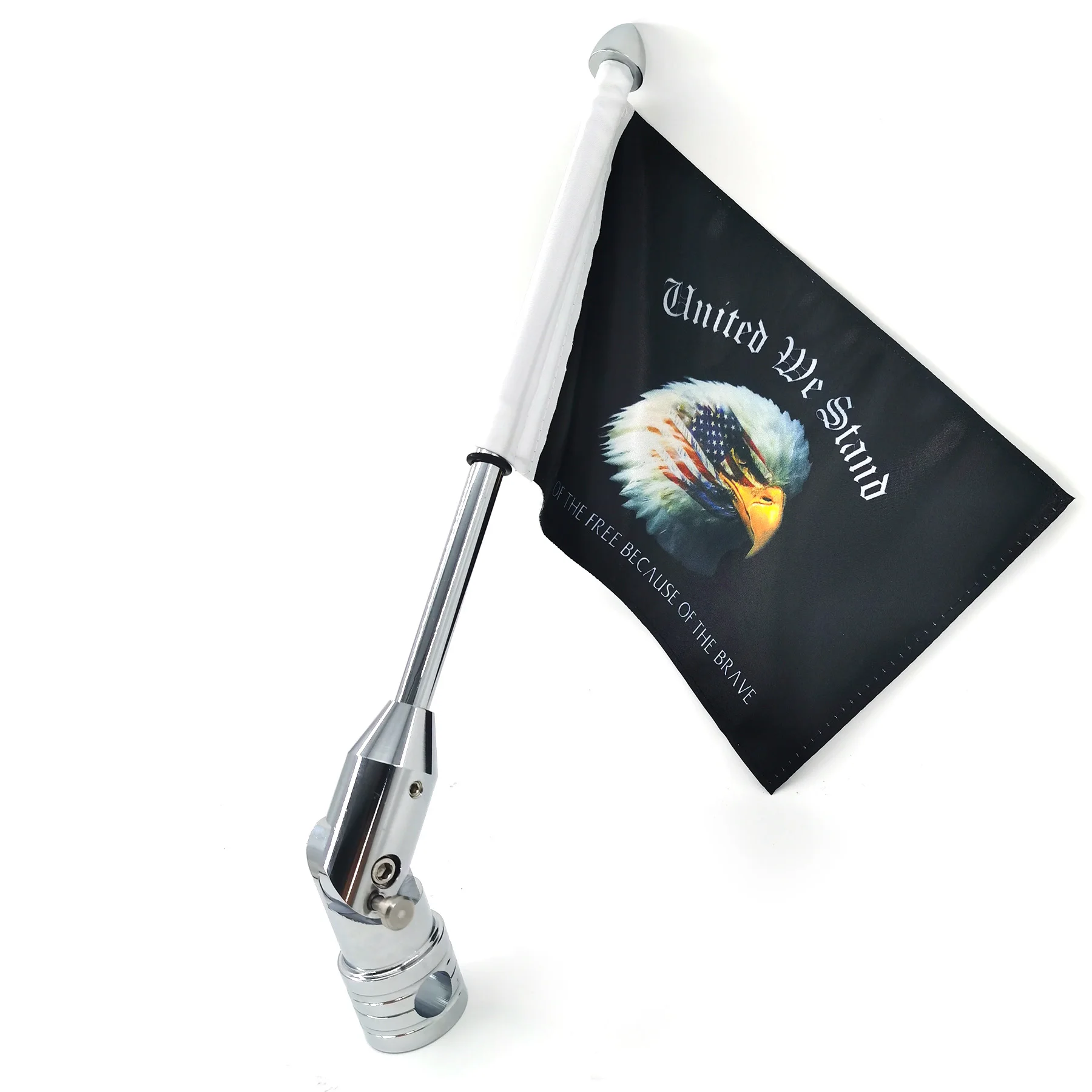 Chrome Universal รถจักรยานยนต์พับพับ Flag Pole Mount Eagle Flag สำหรับ Harley Yamaha Honda