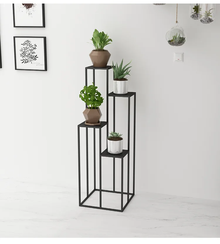 Floor-Standing Nordic Iron Flower Stand, Metal Balcony Succulent, Green Radish TV Cabinet, Sofa Side Plant Pot Shelf