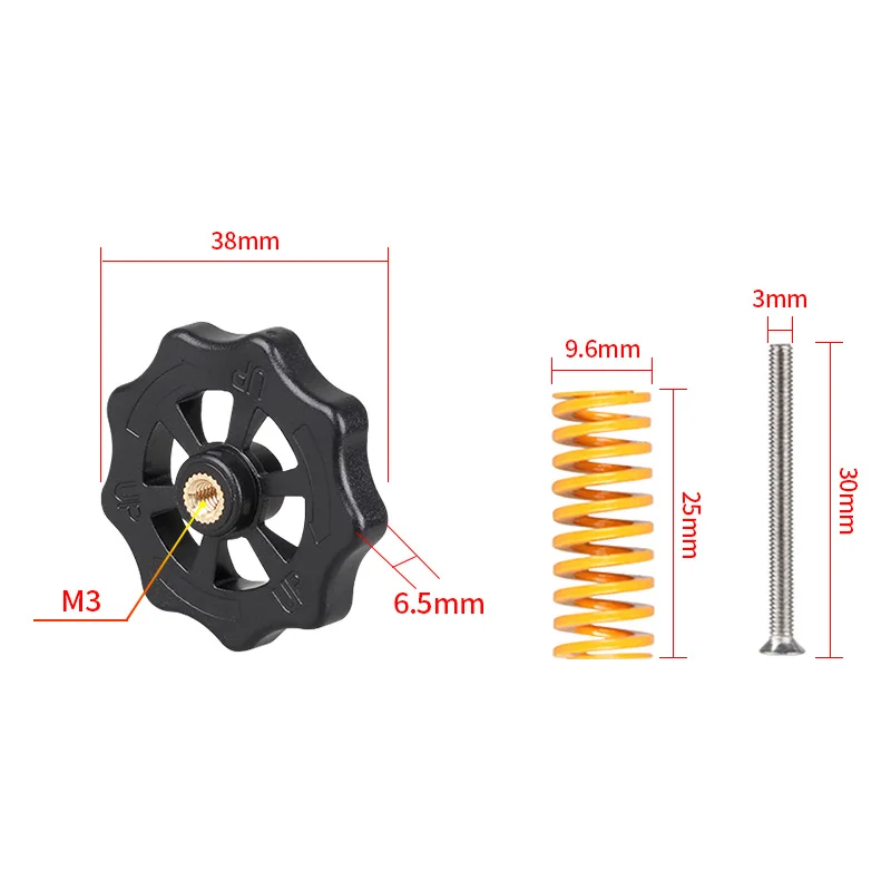 1Set/Pack 3D Printer Parts Heated Bed Spring Leveling Kit Adjustment Nut+Springs+ Screw Heatbed Kit For CR-10 Ender 3 MK3 Hotbed