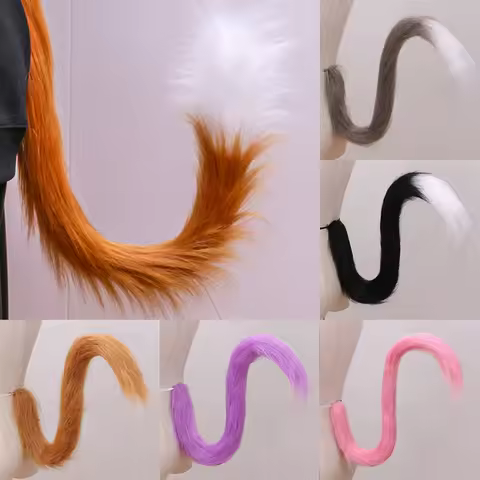 Creative Japan Anime Fox Tail Cosplay Prop 80Cm Long Cat Tail Adult Kids Anime Plush Cat Wolf Long Tail Halloween Lolita Costume