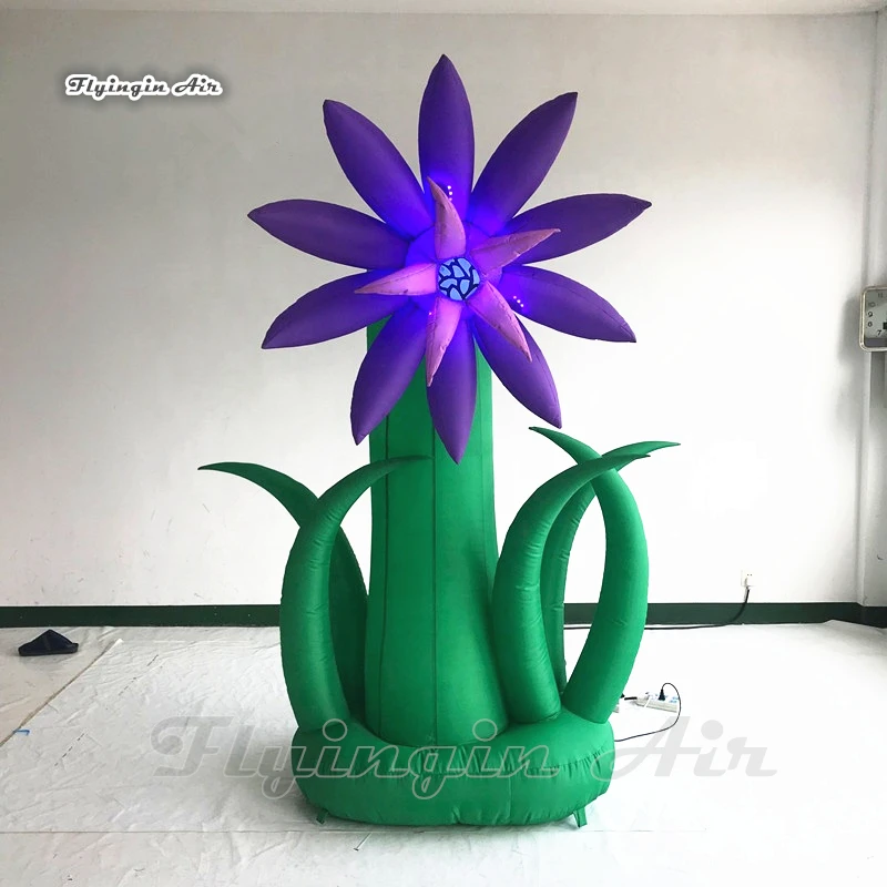 

Large Lighting Inflatable Flower Balloon 3m Purple Airblown Artificial Plant Flower Tree For Theme Park Decoration