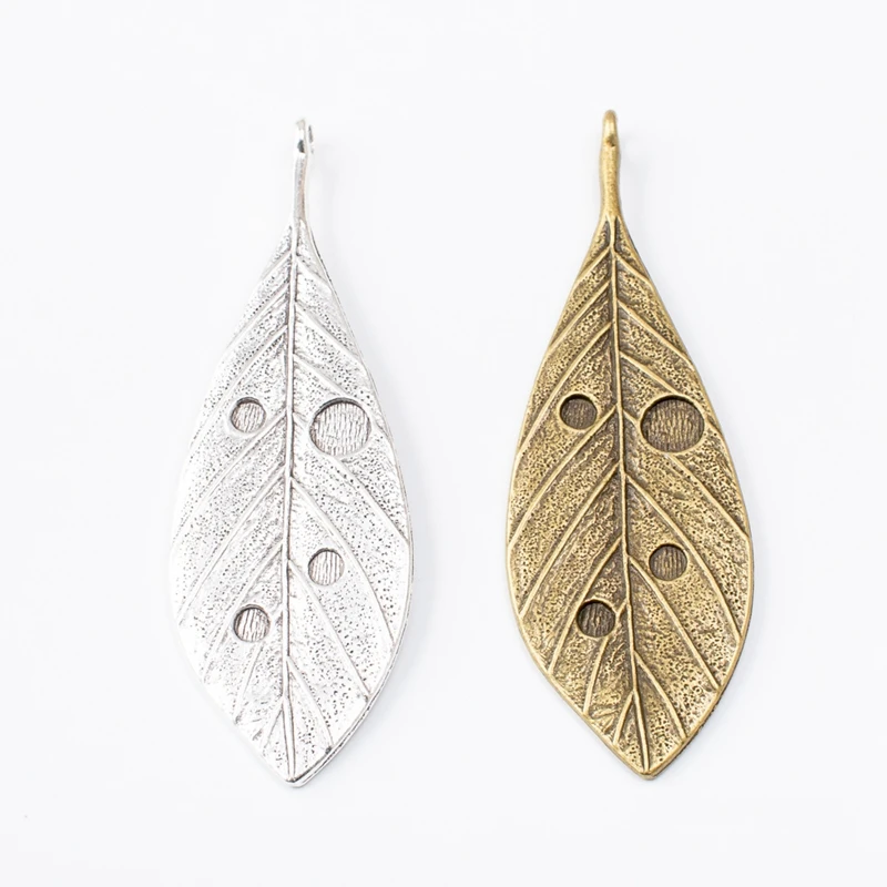 Fashion 1pcs 23*27mm Zinc Alloy Big Leaf Feather Charms Pendants for DIY Girls Earrings Necklace Jewelry Accessories