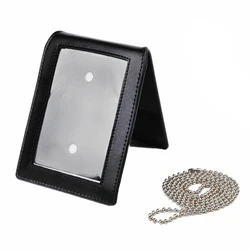 US UNIVERSAL BADGE CLIP/NECK HANGER COMBO W/CHAIN ID CREDIT CARD PEN HOLDER LEATHER POUCH