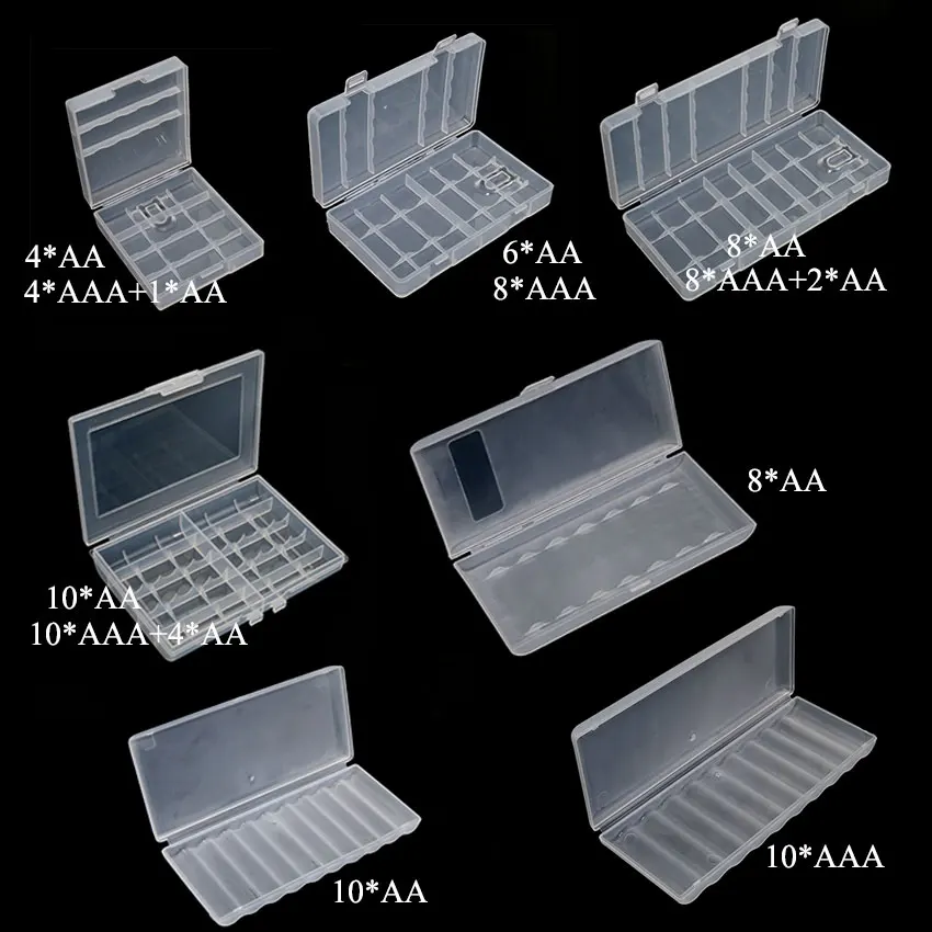 4/6/8/10 Grid AA AAA Plastic Battery Holder Case Organizer Container Batteries Storage Box Holder Hard Case Cover Battery Holder