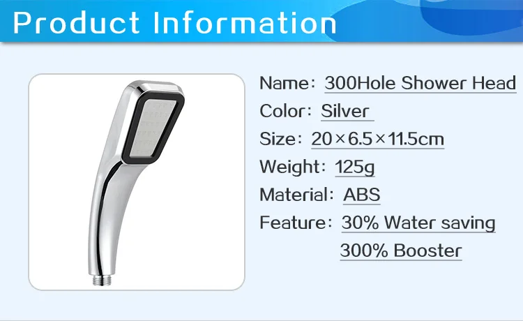 Zhangji 300 Holes High Pressure Rainfall Shower Head  Square Water Saving Filter Durable Spray Nozzle Soft Water Jet
