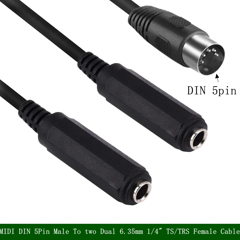 MIDI DIN 5Pin Male To Dual 6.35mm 1/4