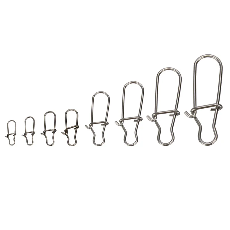 20-100pcs/Lot Stainless Steel Hook Lock Snap Pin Fast Clip Swivel Solid Rings Safety Snaps Fishing Hook Fishing Lures Connector